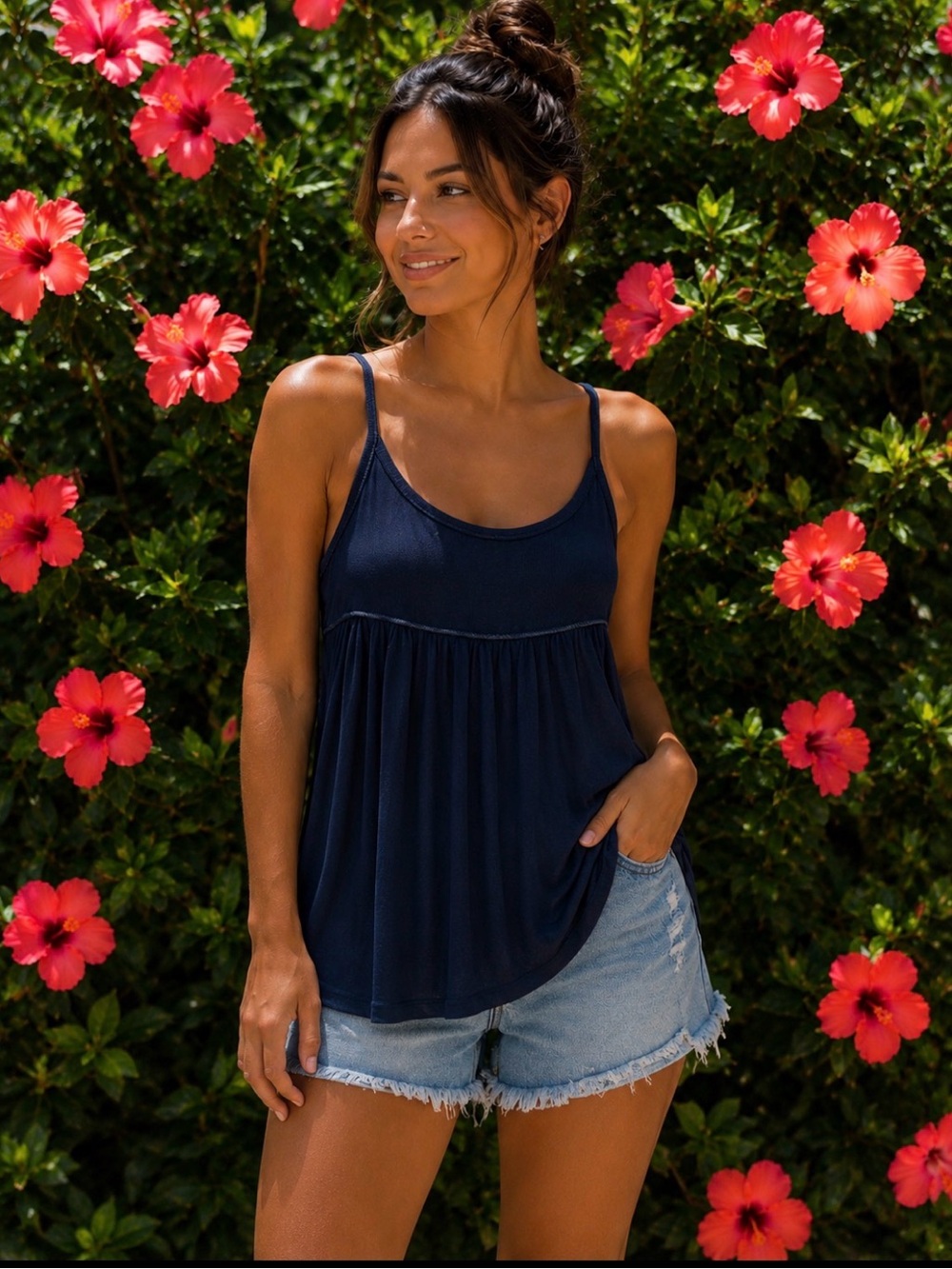 Express sleeveless navy tank top